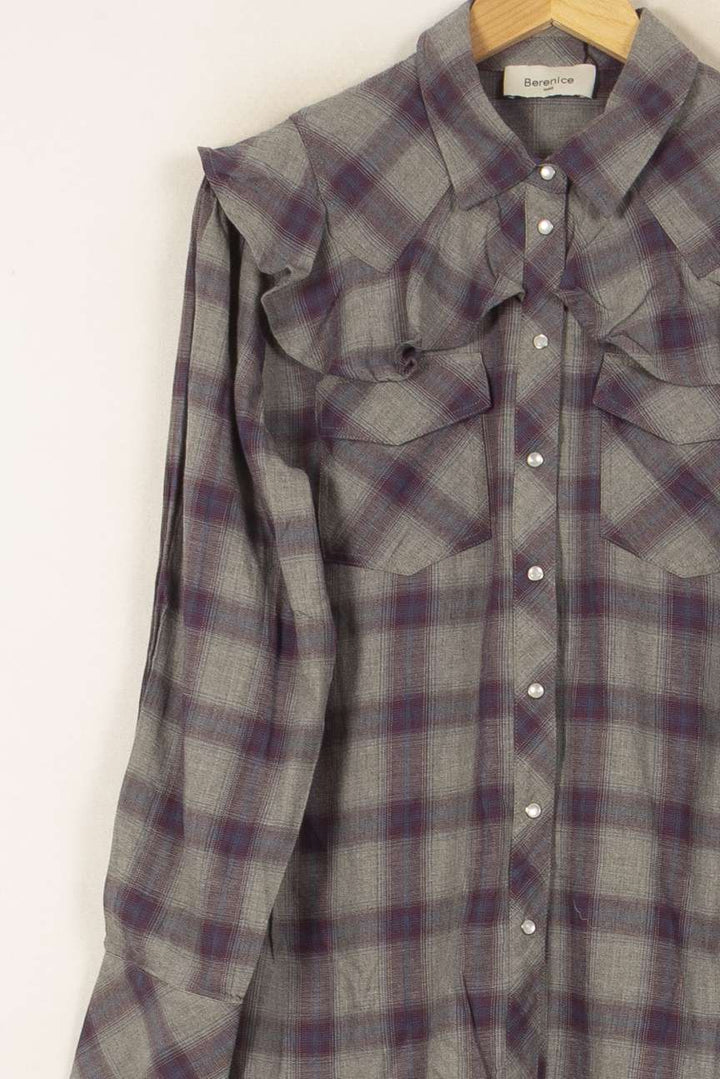 Chemise À Carreaux Grise et Violette - Taille L/40 de la marque Bérénice | PARAD43862 - Vendu par Paradigme - Image 3