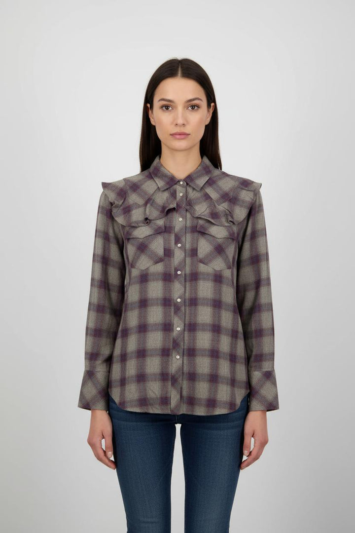 Chemise À Carreaux Grise et Violette - Taille L/40