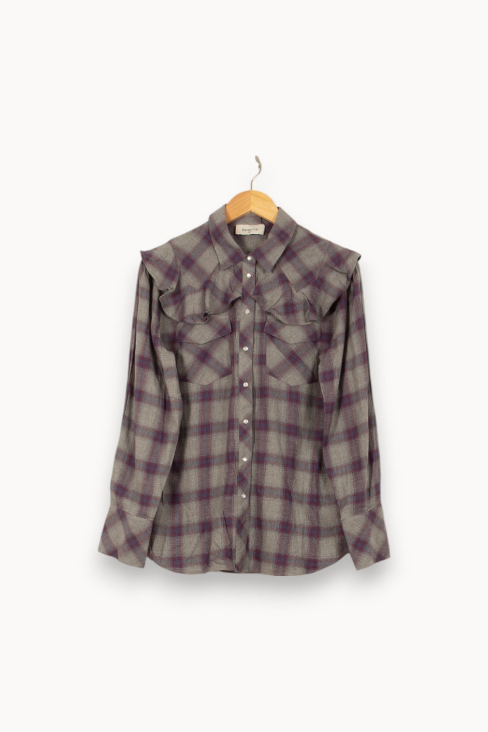 Chemise À Carreaux Grise et Violette - Taille L/40 de la marque Bérénice | PARAD43862 - Vendu par Paradigme - Image 2