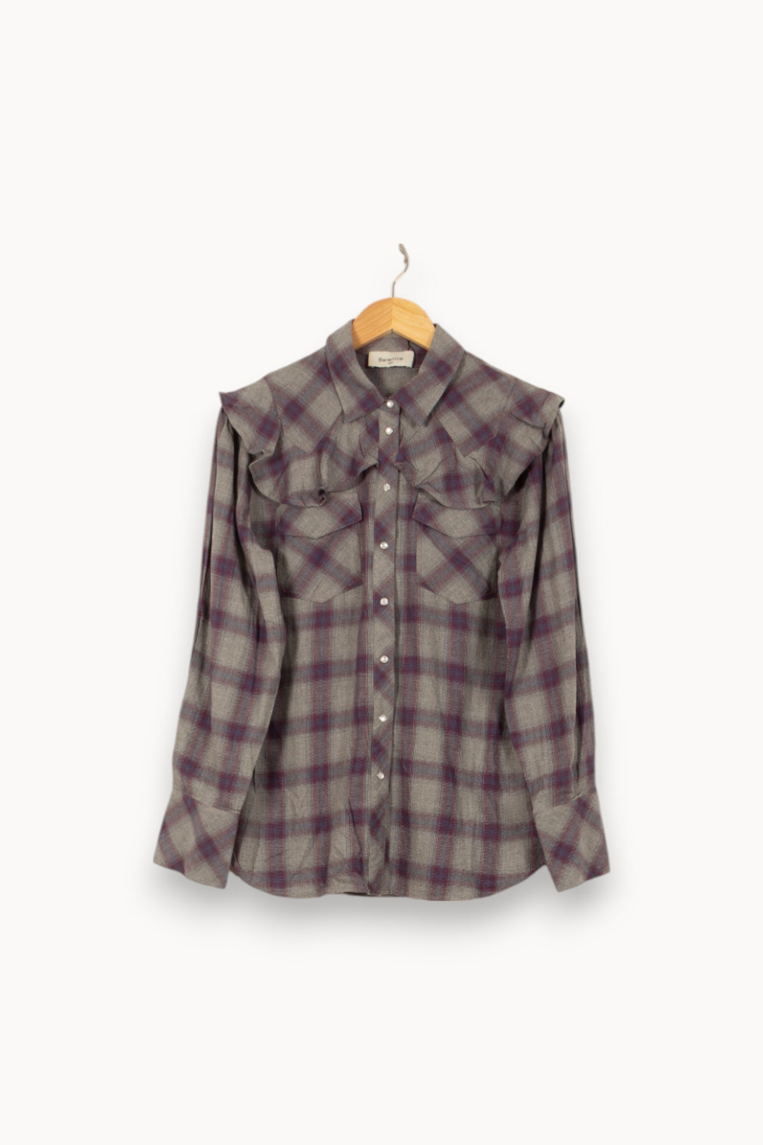 Chemise À Carreaux Grise et Violette - Taille L/40 de la marque Bérénice | PARAD43862 - Vendu par Paradigme - Image 2