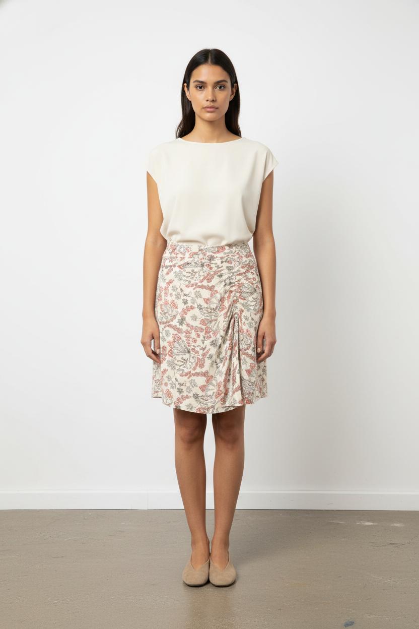 Jupe Imprimée Écrue et Rouge - Taille L/40