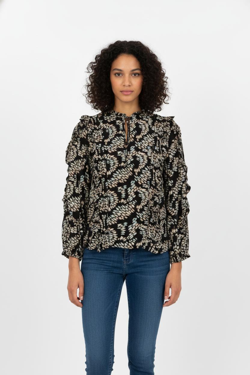 Blouse Noire et Blanche - Taille S/36