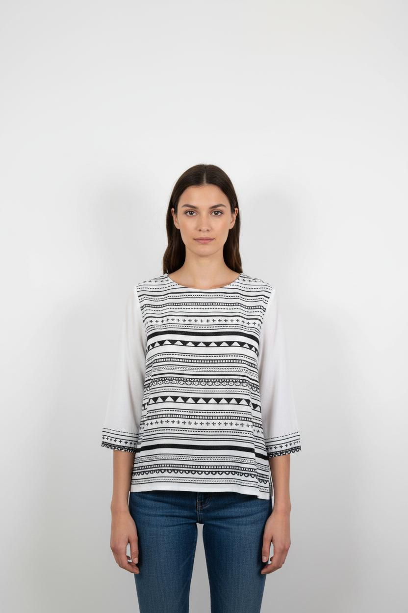 Blouse Blanche et Noire - Taille M/38