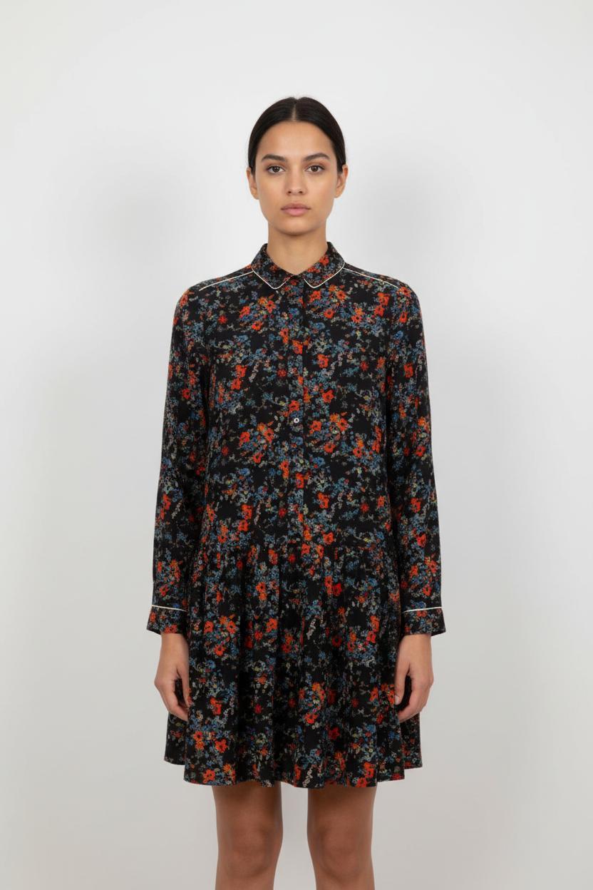 Robe Chemise Noire et Rouge - Taille L/40