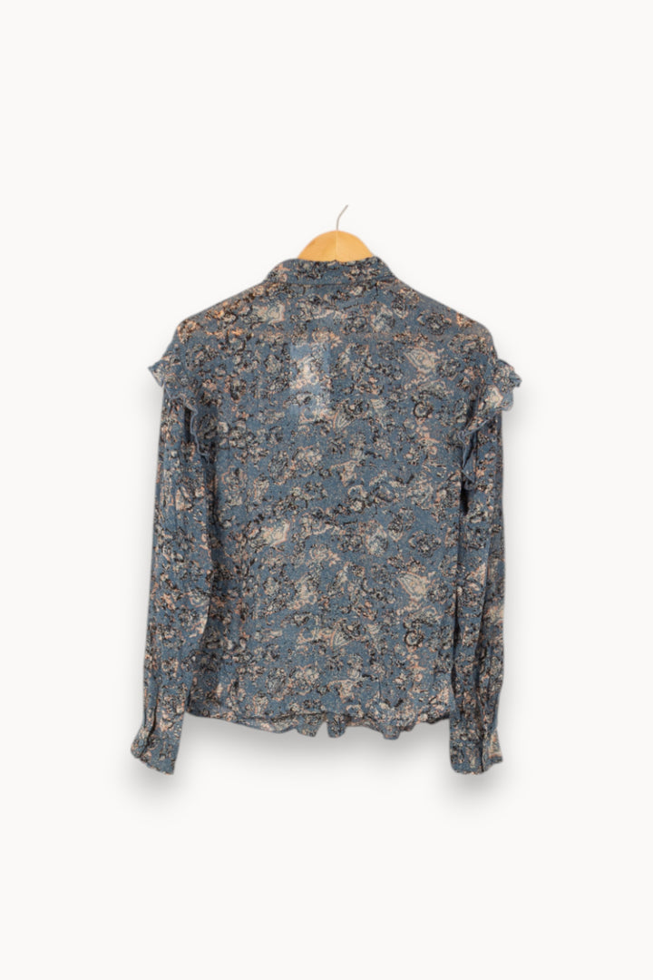 Blouse Fleurie Bleue - Taille L/40 de la marque Bérénice | PARAD43901 - Vendu par Paradigme - Image 4