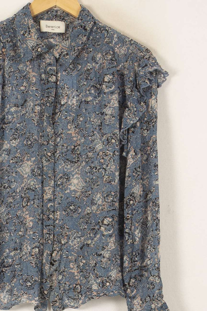 Blouse Fleurie Bleue - Taille L/40 de la marque Bérénice | PARAD43901 - Vendu par Paradigme - Image 3
