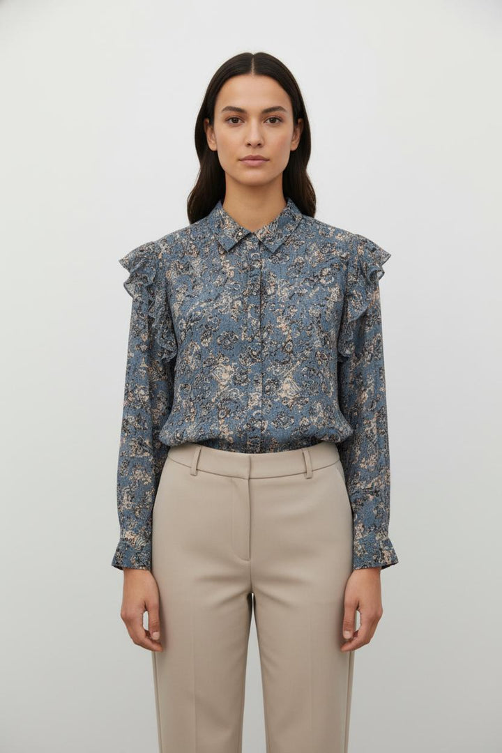Blouse Fleurie Bleue - Taille L/40