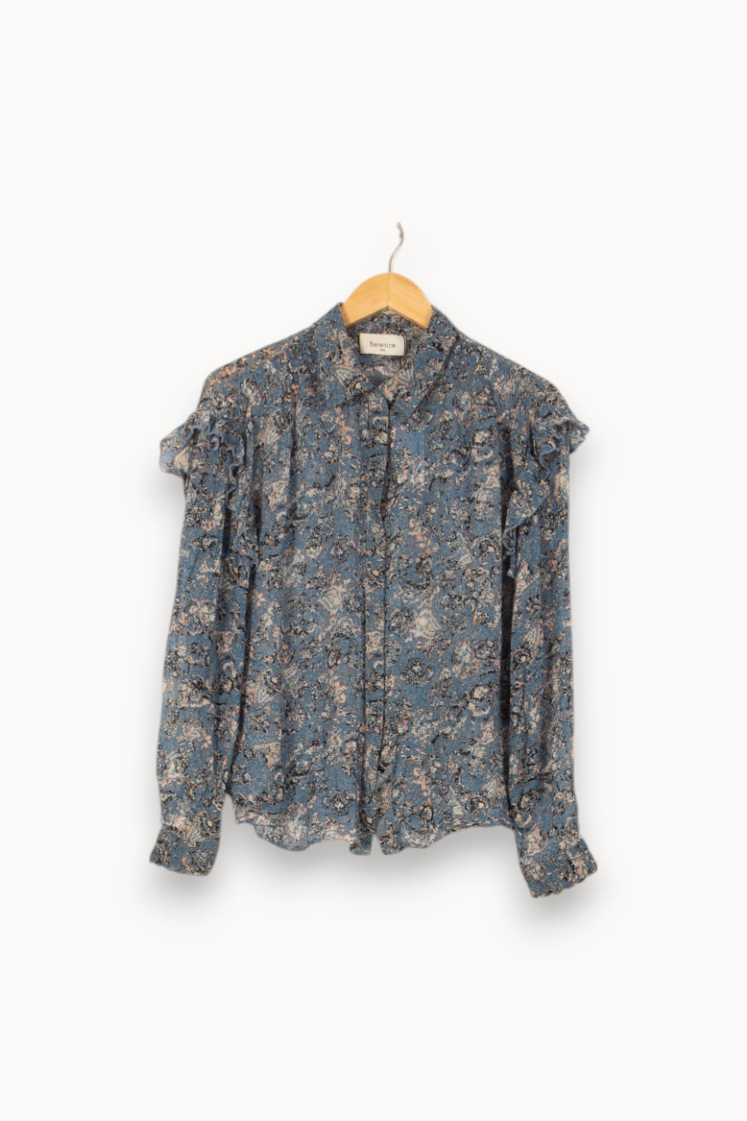 Blouse Fleurie Bleue - Taille L/40 de la marque Bérénice | PARAD43901 - Vendu par Paradigme - Image 2