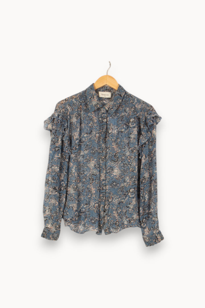 Blouse Fleurie Bleue - Taille L/40 de la marque Bérénice | PARAD43901 - Vendu par Paradigme - Image 2