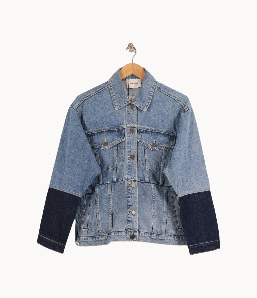 Veste en Jean Bleu et Bleu Foncé - Taille M/38 de la marque Bérénice | PARAD43918 - Vendu par Paradigme - Image 2