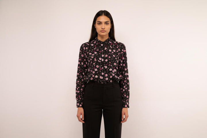 Blouse Noire et Rose - Taille M/38