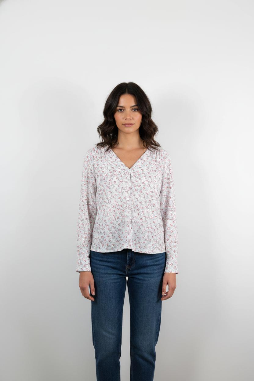 Blouse Blanche et Rouge - Taille XL/42