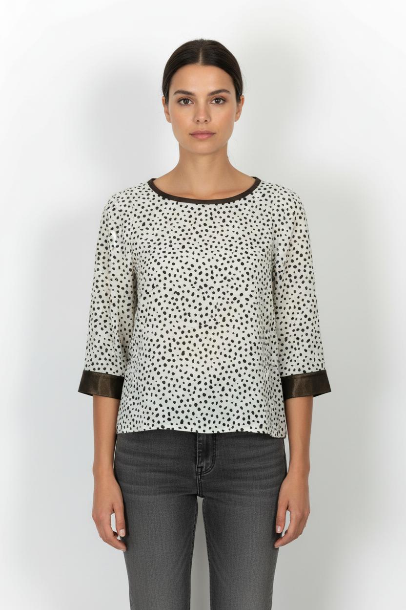 Blouse Blanche et Noire - Taille S/36 de la marque Claudie Pierlot | PARAD44002 - Vendu par Paradigme - Image 1