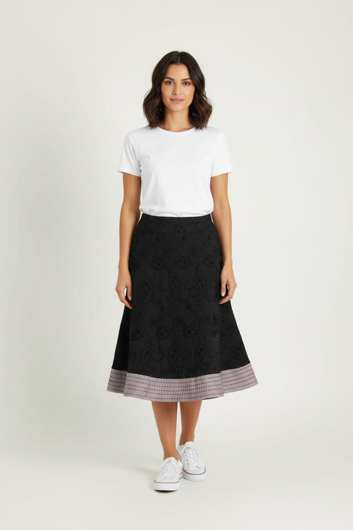 Jupe Midi Noire et Grise - Taille S/36 de la marque Caroll | PARAD44034 - Vendu par Paradigme - Image 1
