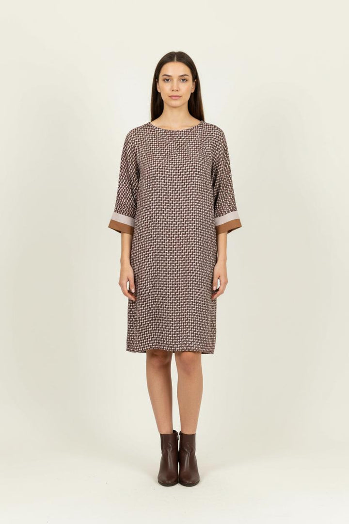 Robe Marron et Blanc - Taille M/38 de la marque La Fée Maraboutée | PARAD44046 - Vendu par Paradigme - Image 1