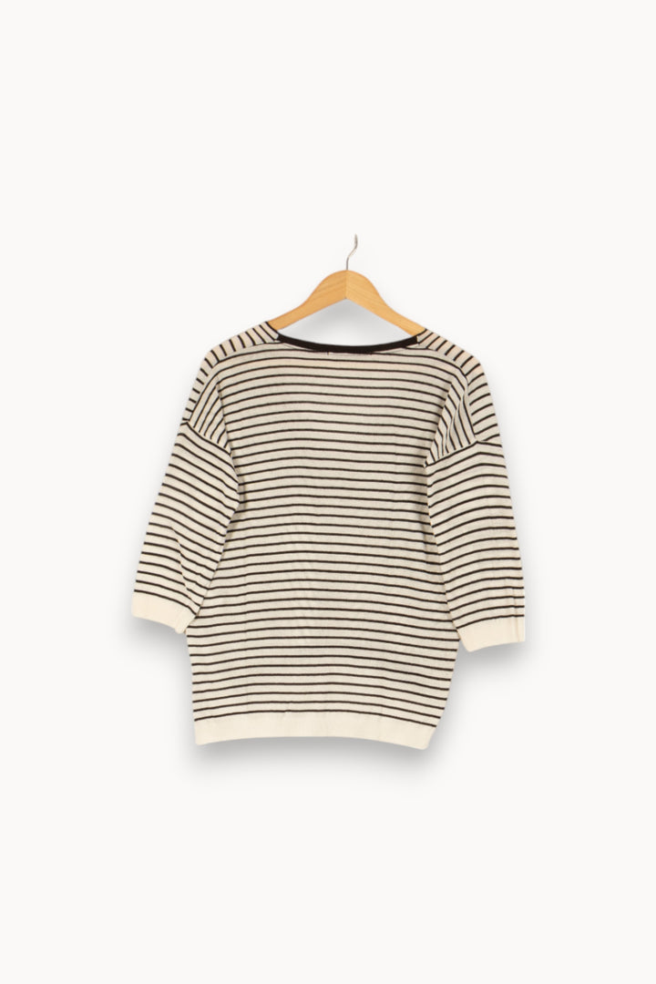 Pull blanc et noir - Taille XS/34 de la marque La Fée Maraboutée | PARAD44154 - Vendu par Paradigme - Image 3
