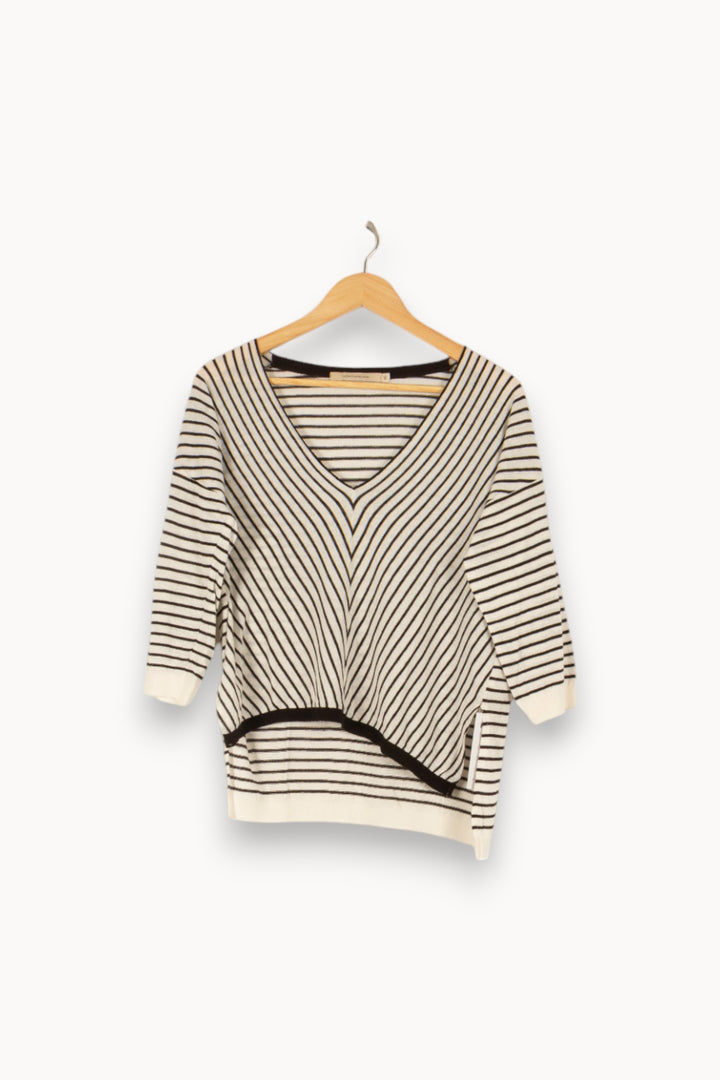 Pull blanc et noir - Taille XS/34 de la marque La Fée Maraboutée | PARAD44154 - Vendu par Paradigme - Image 1