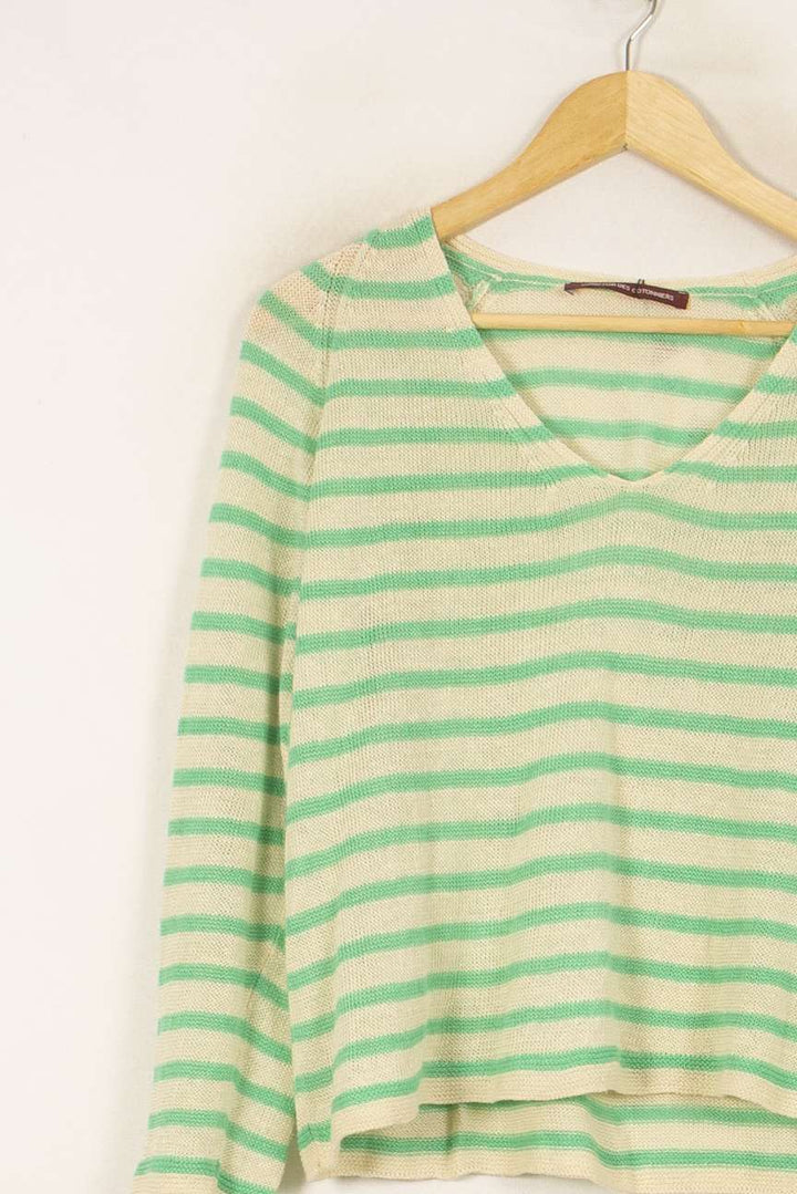 Pull Rayé Vert et Beige - Taille M/38 de la marque Comptoir des Cotonniers | PARAD44176 - Vendu par Paradigme - Image 3