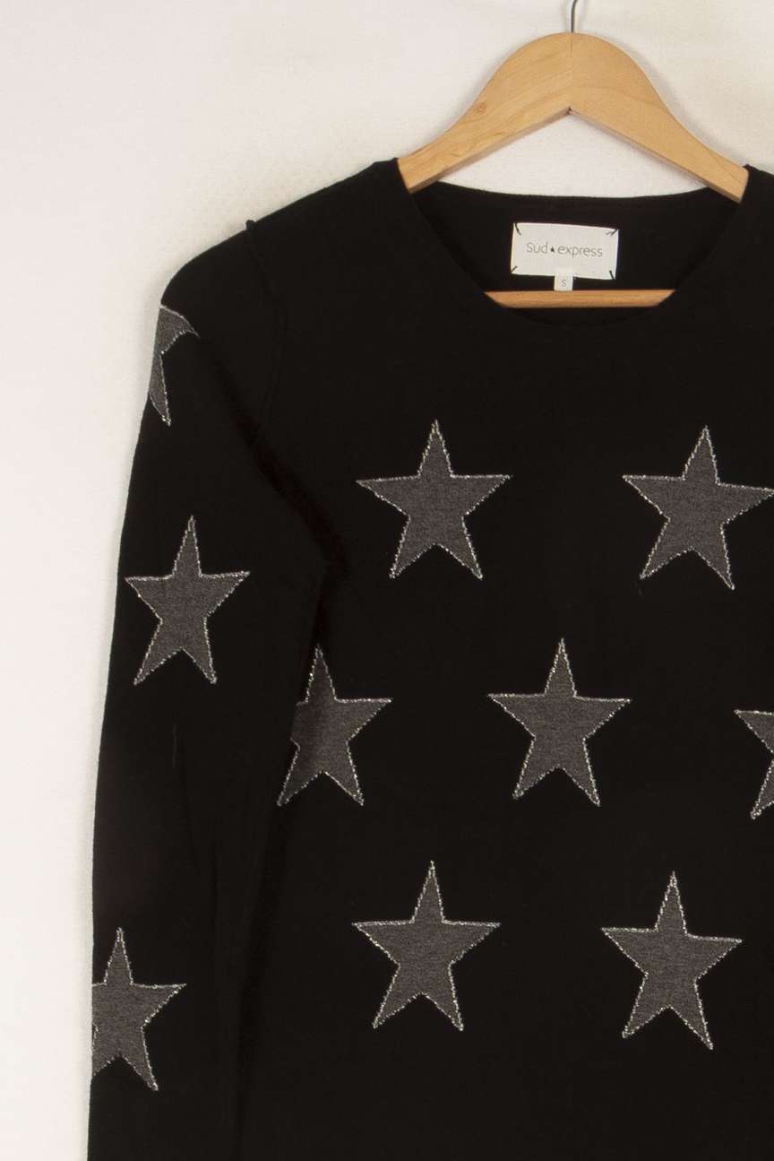 Pull noir avec étoiles - Taille S/36 de la marque Sud express | PARAD44202 - Vendu par Paradigme - Image 2