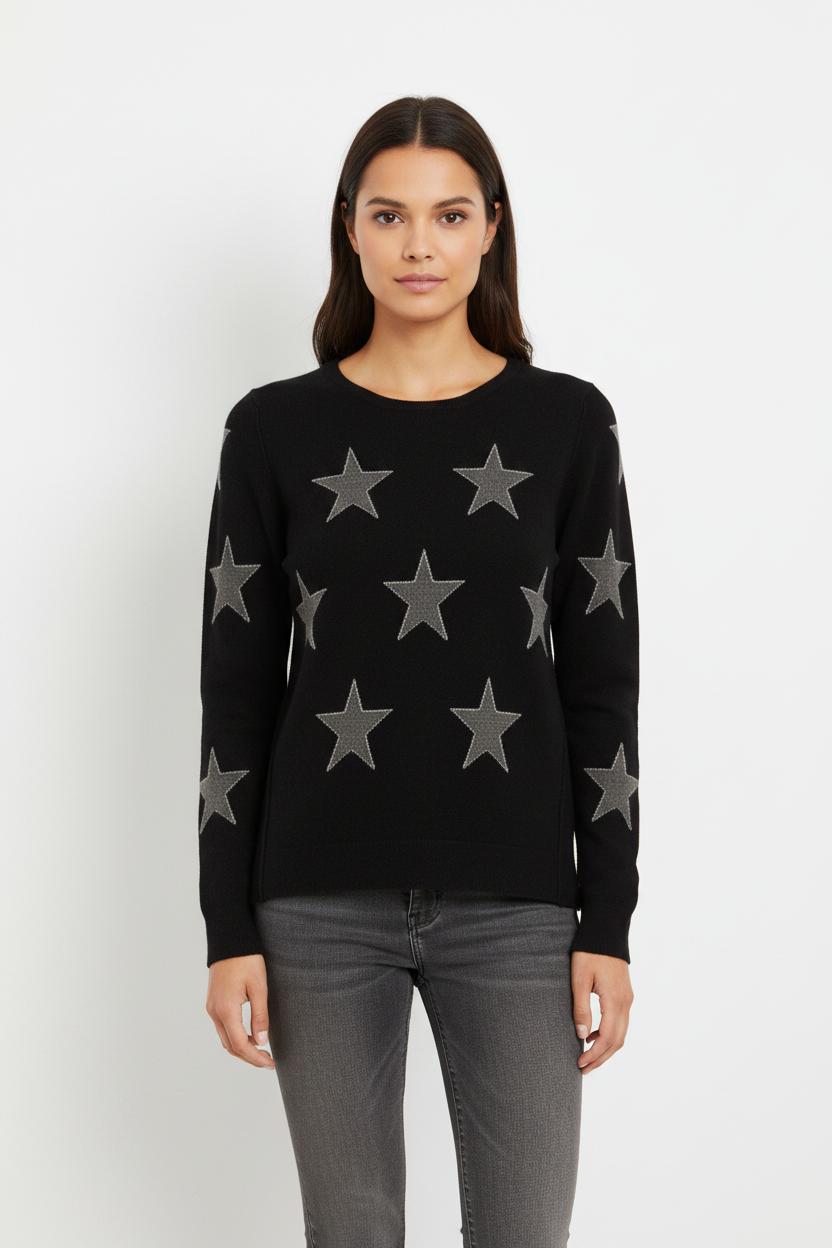 Pull noir avec étoiles - Taille S/36