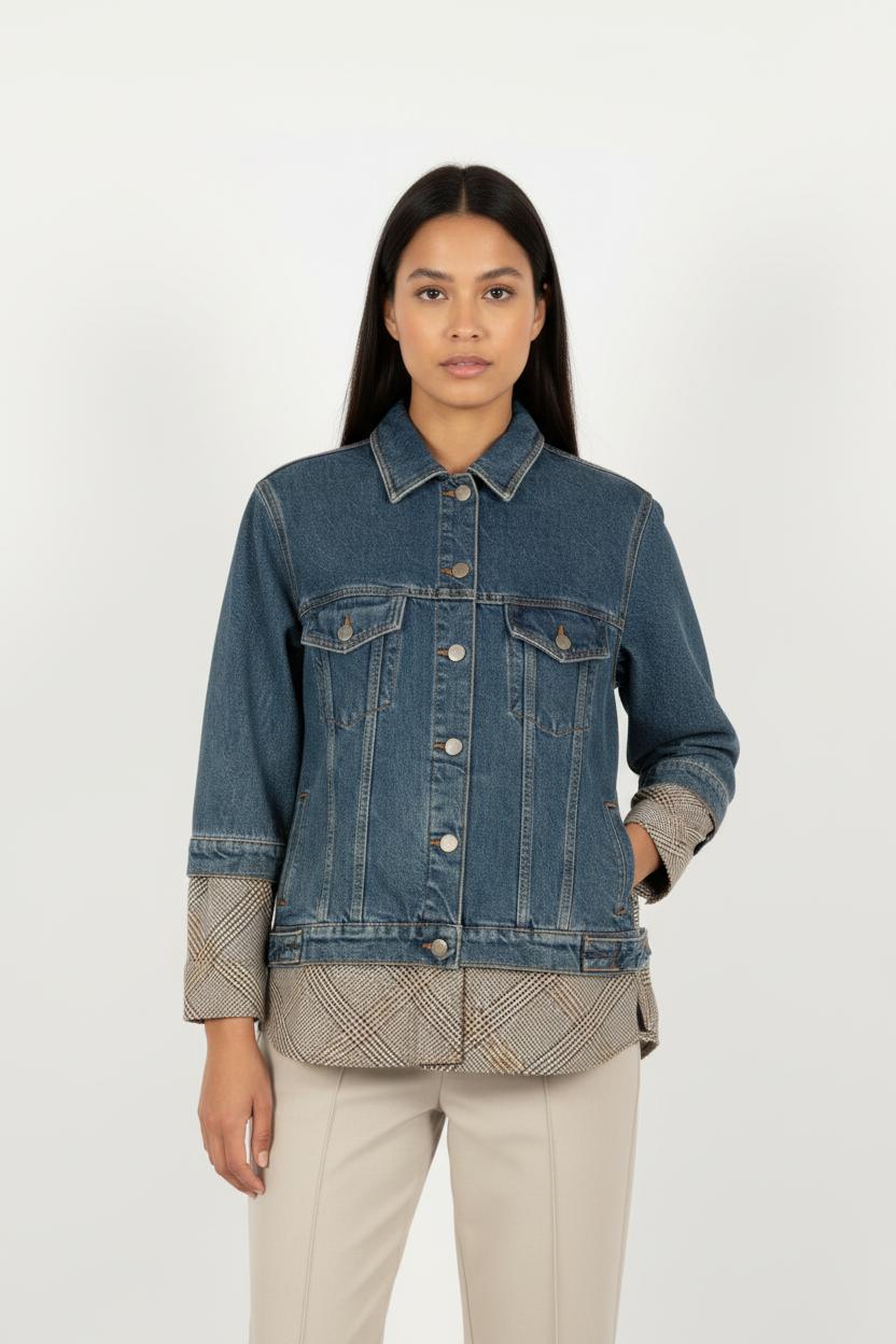 Veste bleue bimatière - Taille XS/34