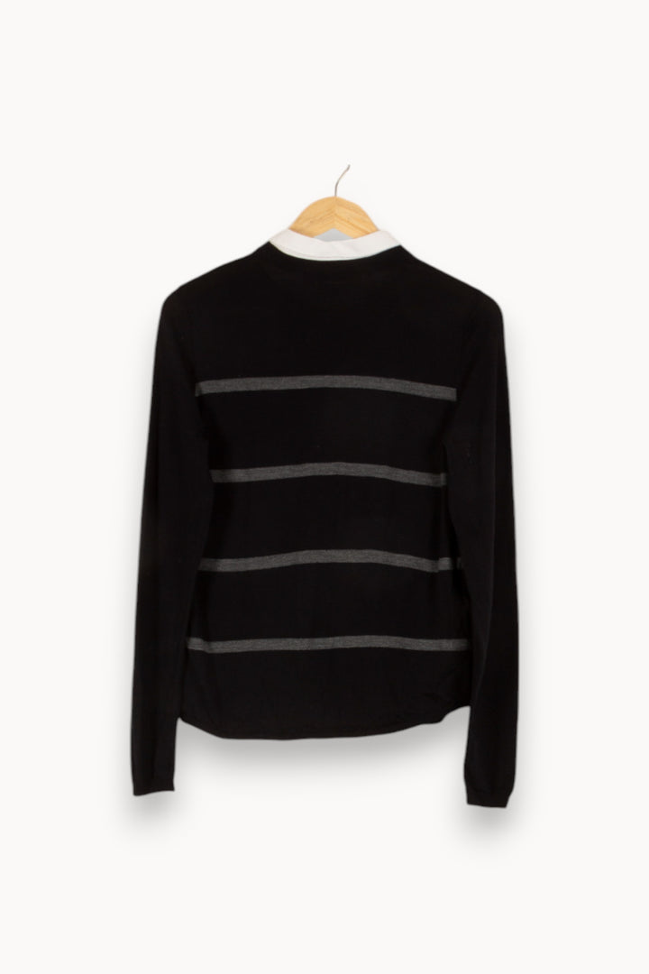 Pull noir rayé avec col - Taille M/38 de la marque Comptoir des Cotonniers | PARAD44238 - Vendu par Paradigme - Image 3