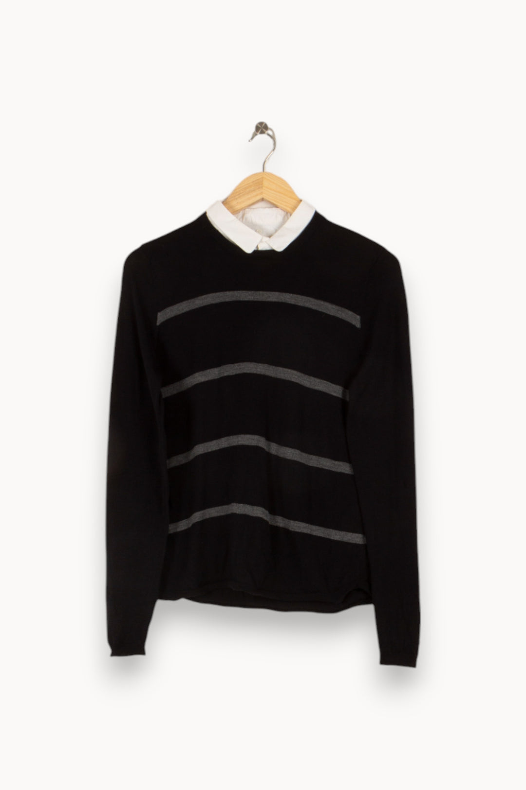 Pull noir rayé avec col - Taille M/38 de la marque Comptoir des Cotonniers | PARAD44238 - Vendu par Paradigme - Image 1