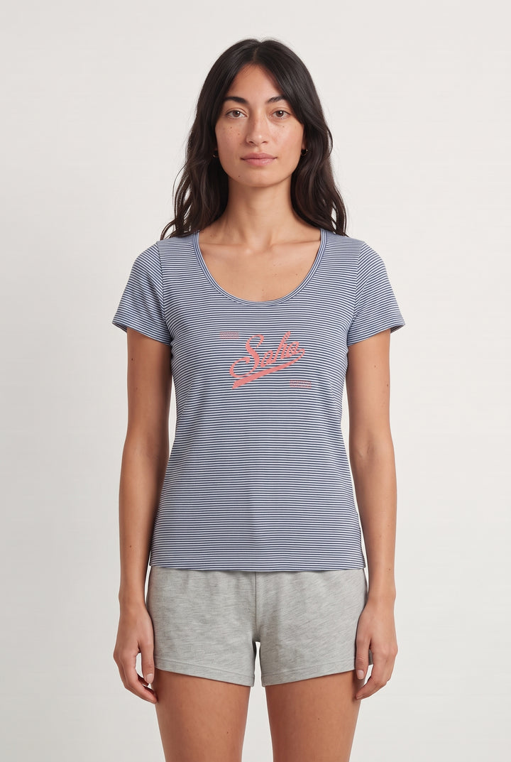 T-shirt bleu rayé - Taille S/36 de la marque Comptoir des Cotonniers | PARAD44272 - Vendu par Paradigme - Image 1