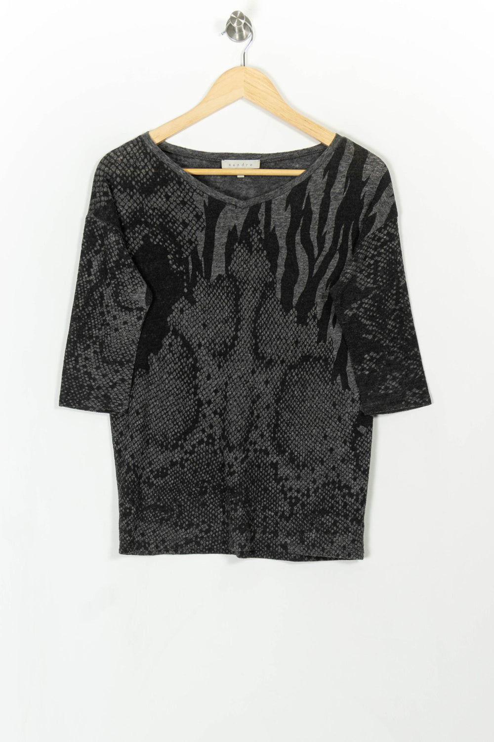 T-shirt gris - Taille S/36 de la marque Sandro | PARAD44282 - Vendu par Paradigme - Image 2