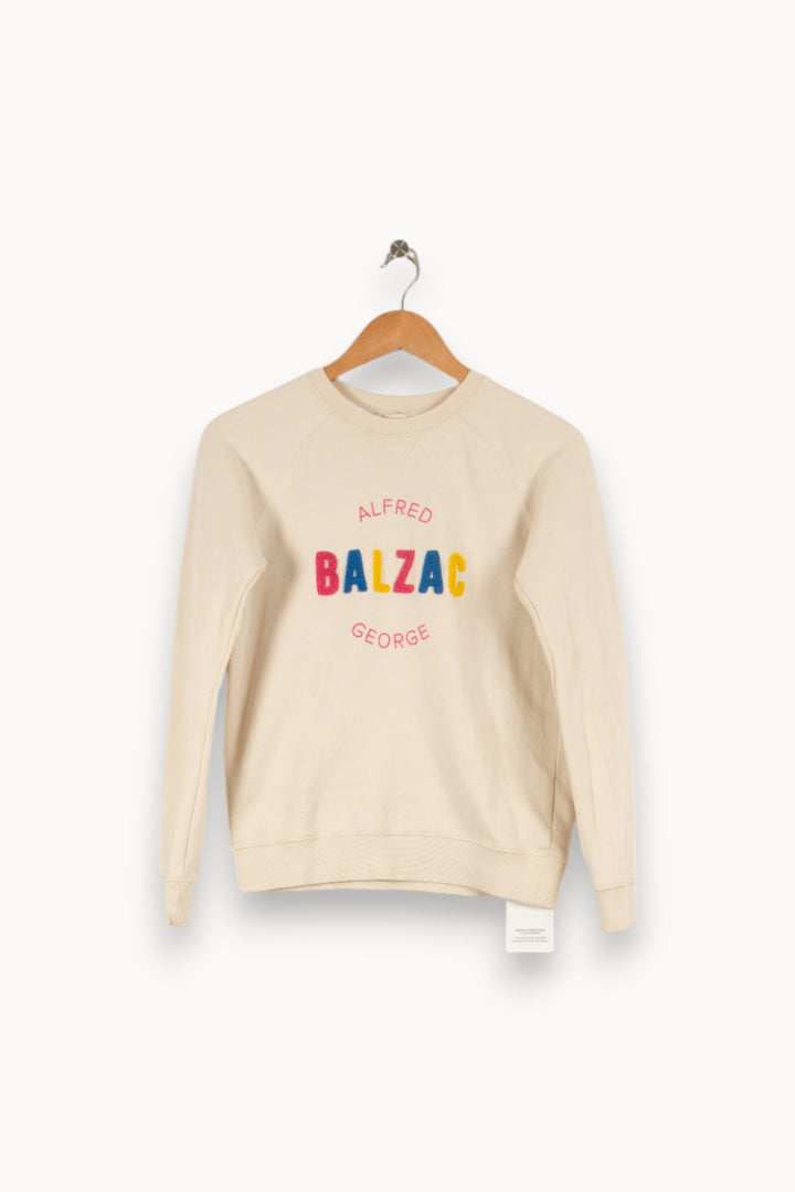 Sweat beige à inscriptions - Taille XS/34 de la marque Balzac Paris | PARAD44318 - Vendu par Paradigme - Image 1