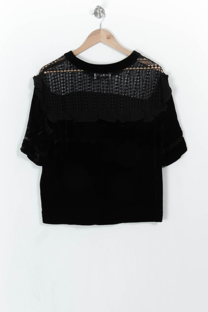 Blouse noire en velours - Taille S/36 de la marque Essentiel Antwerp | PARAD44319 - Vendu par Paradigme - Image 4