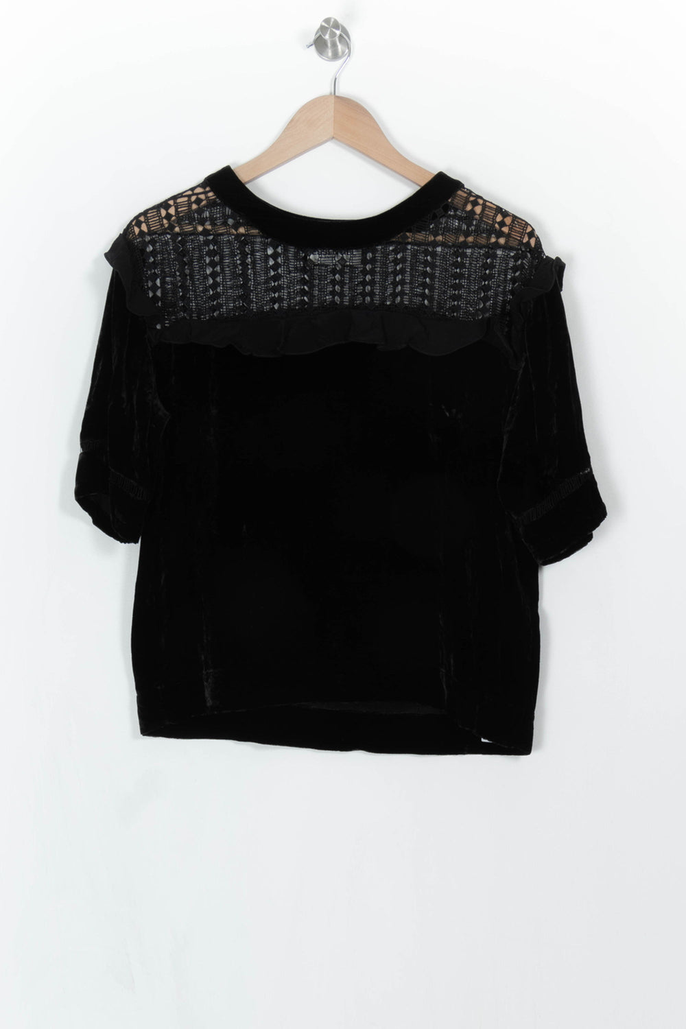 Blouse noire en velours - Taille S/36 de la marque Essentiel Antwerp | PARAD44319 - Vendu par Paradigme - Image 2