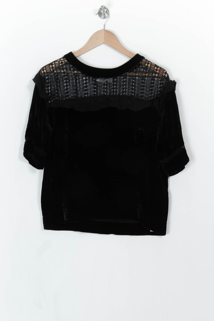Blouse noire en velours - Taille S/36 de la marque Essentiel Antwerp | PARAD44319 - Vendu par Paradigme - Image 2