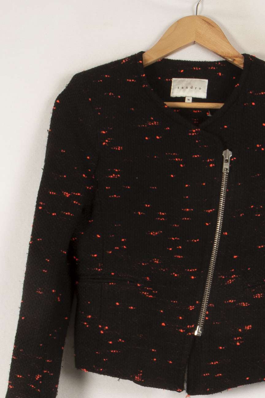 Veste noire et rose - Taille S/36 de la marque Sandro | PARAD44326 - Vendu par Paradigme - Image 2