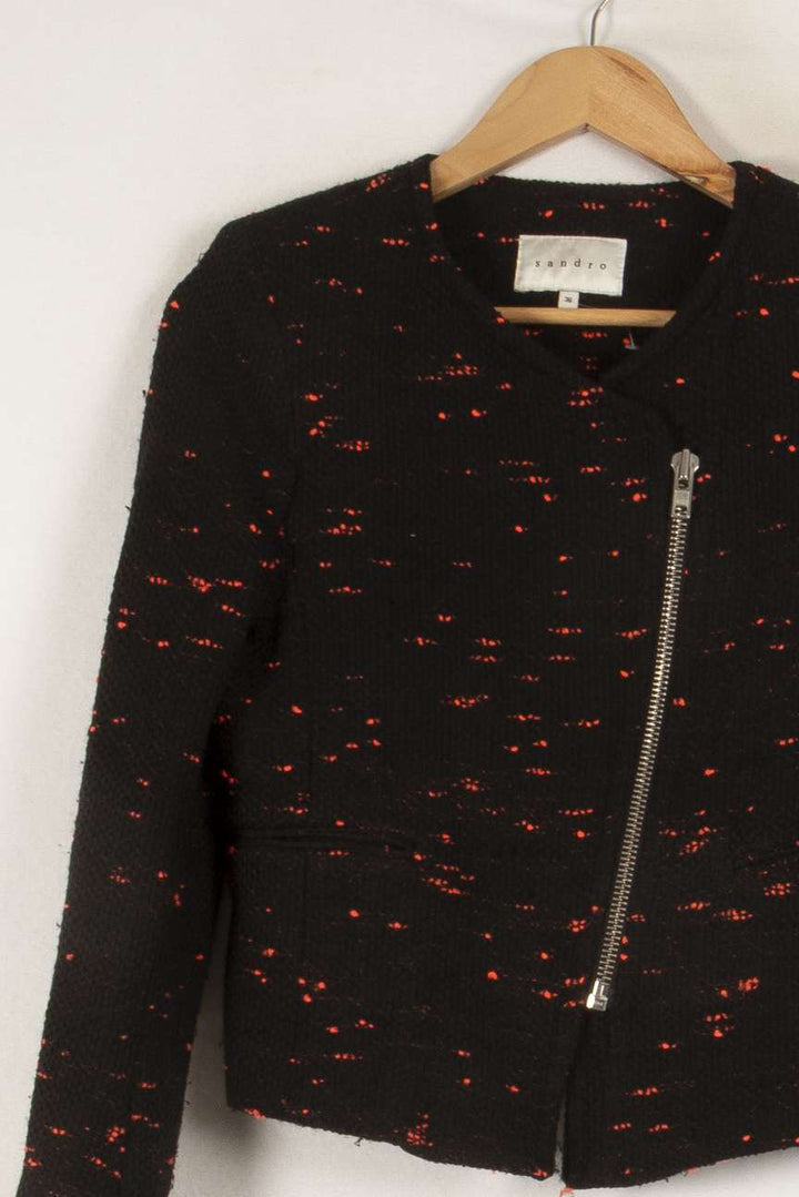 Veste noire et rose - Taille S/36 de la marque Sandro | PARAD44326 - Vendu par Paradigme - Image 2