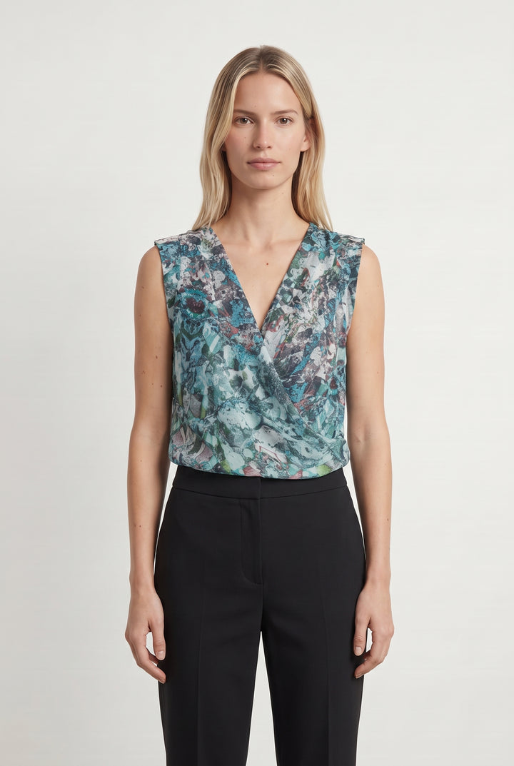 Top bleu à motifs - Taille XS/34 de la marque IKKS | PARAD44367 - Vendu par Paradigme - Image 1