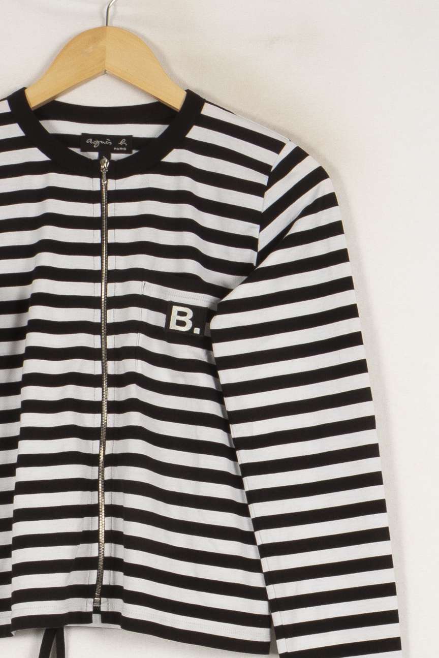 Cardigan noir et blanc rayé - Taille S/36 de la marque Agnès b. | PARAD44408 - Vendu par Paradigme - Image 2