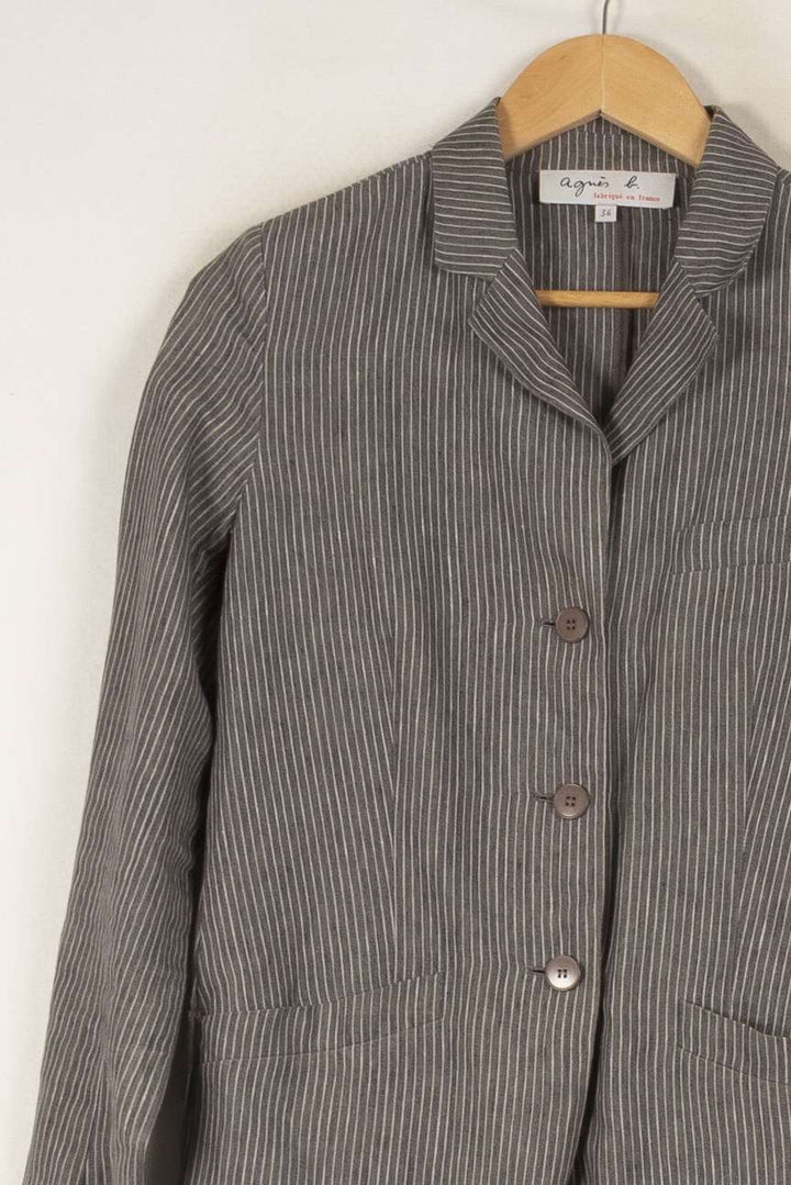 Veste grise rayée - Taille S/36 de la marque Agnès b. | PARAD44433 - Vendu par Paradigme - Image 2