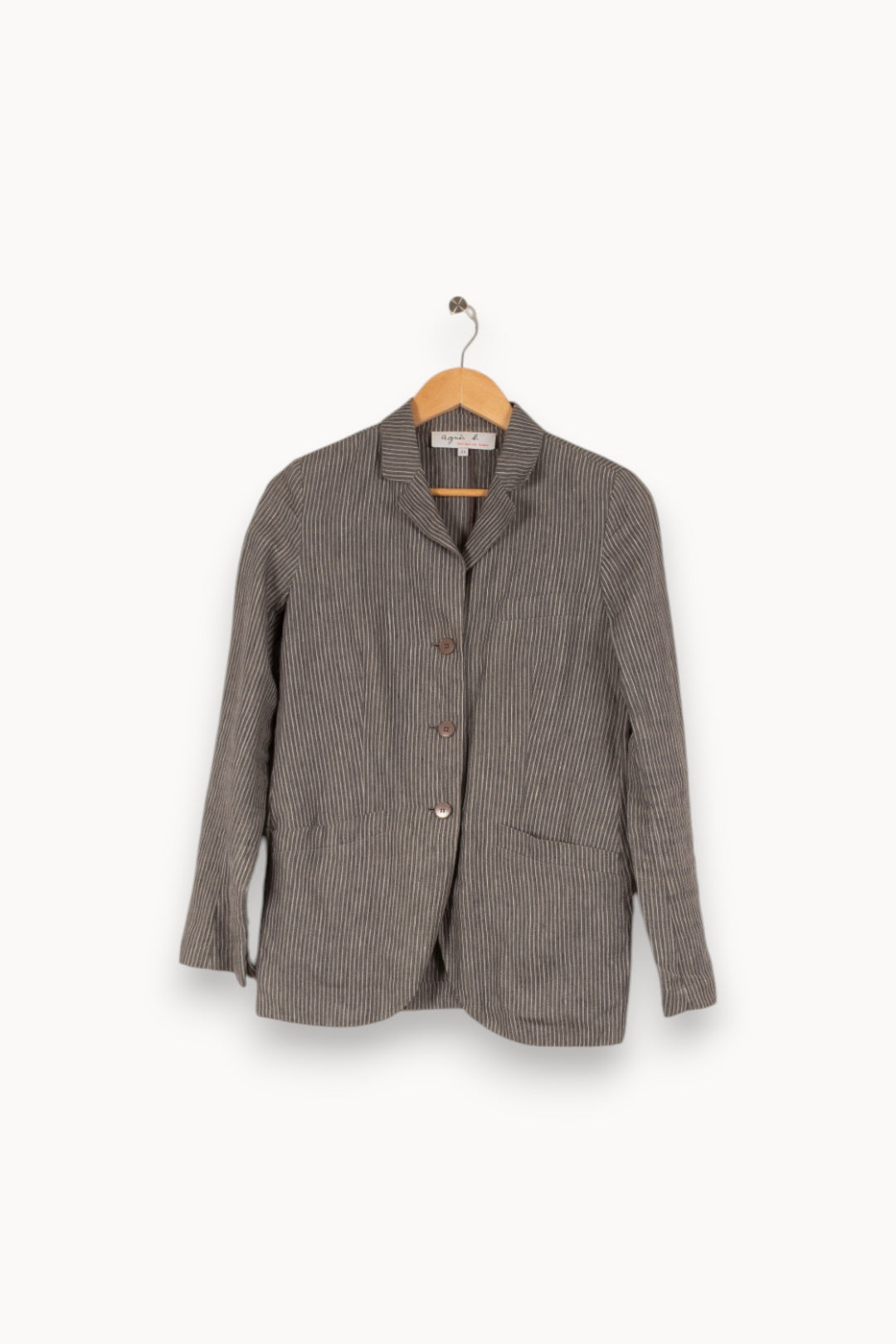 Veste grise rayée - Taille S/36 de la marque Agnès b. | PARAD44433 - Vendu par Paradigme - Image 1