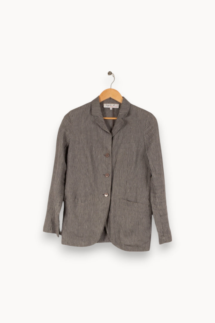 Veste grise rayée - Taille S/36 de la marque Agnès b. | PARAD44433 - Vendu par Paradigme - Image 1