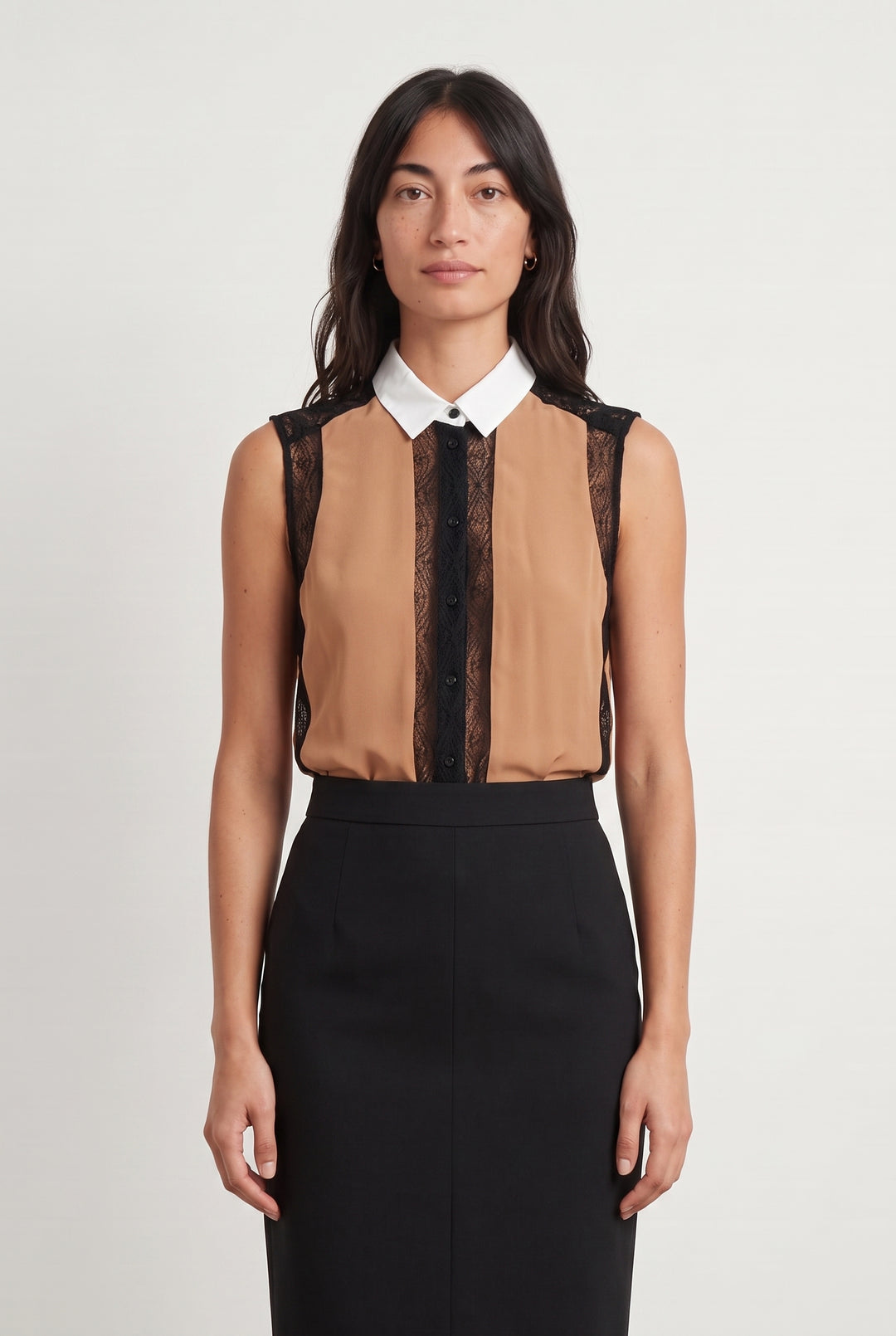 Top orange et noir avec dentelle - Taille S/36 de la marque Sandro | PARAD44442 - Vendu par Paradigme - Image 1