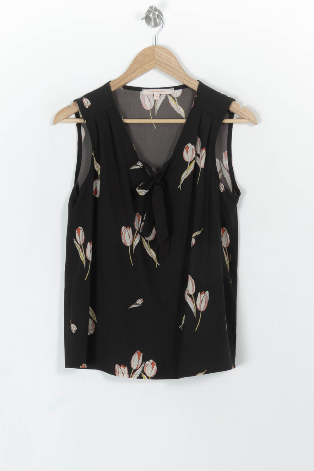 Top noir à motifs - Taille M/38 de la marque La Fée Maraboutée | PARAD44477 - Vendu par Paradigme - Image 2