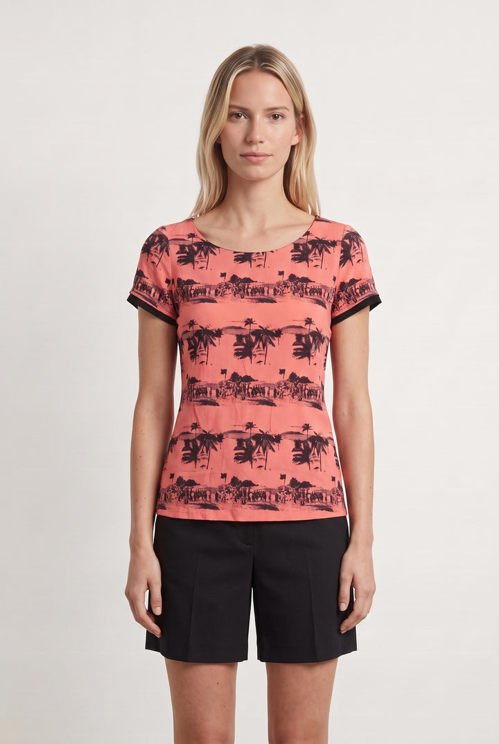 Top rose à motifs - Taille M/38 de la marque I.Code | PARAD44499 - Vendu par Paradigme - Image 1