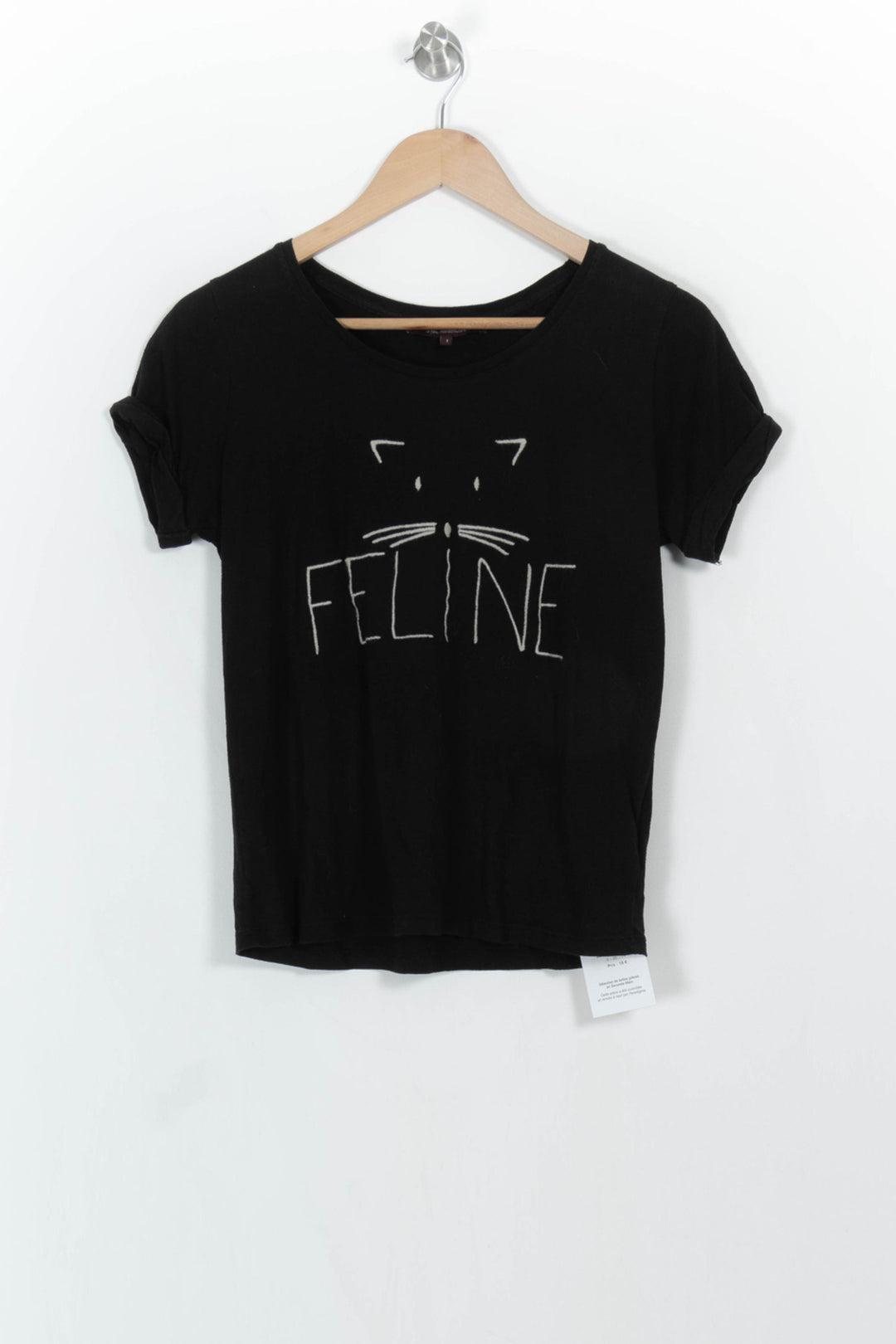 T-shirt noir "Féline" - Taille S/36 de la marque La Fée Maraboutée | PARAD44527 - Vendu par Paradigme - Image 2