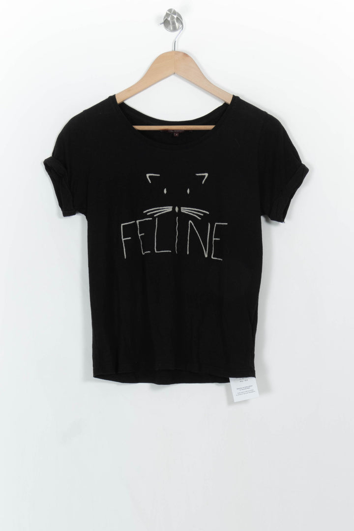 T-shirt noir "Féline" - Taille S/36 de la marque La Fée Maraboutée | PARAD44527 - Vendu par Paradigme - Image 2