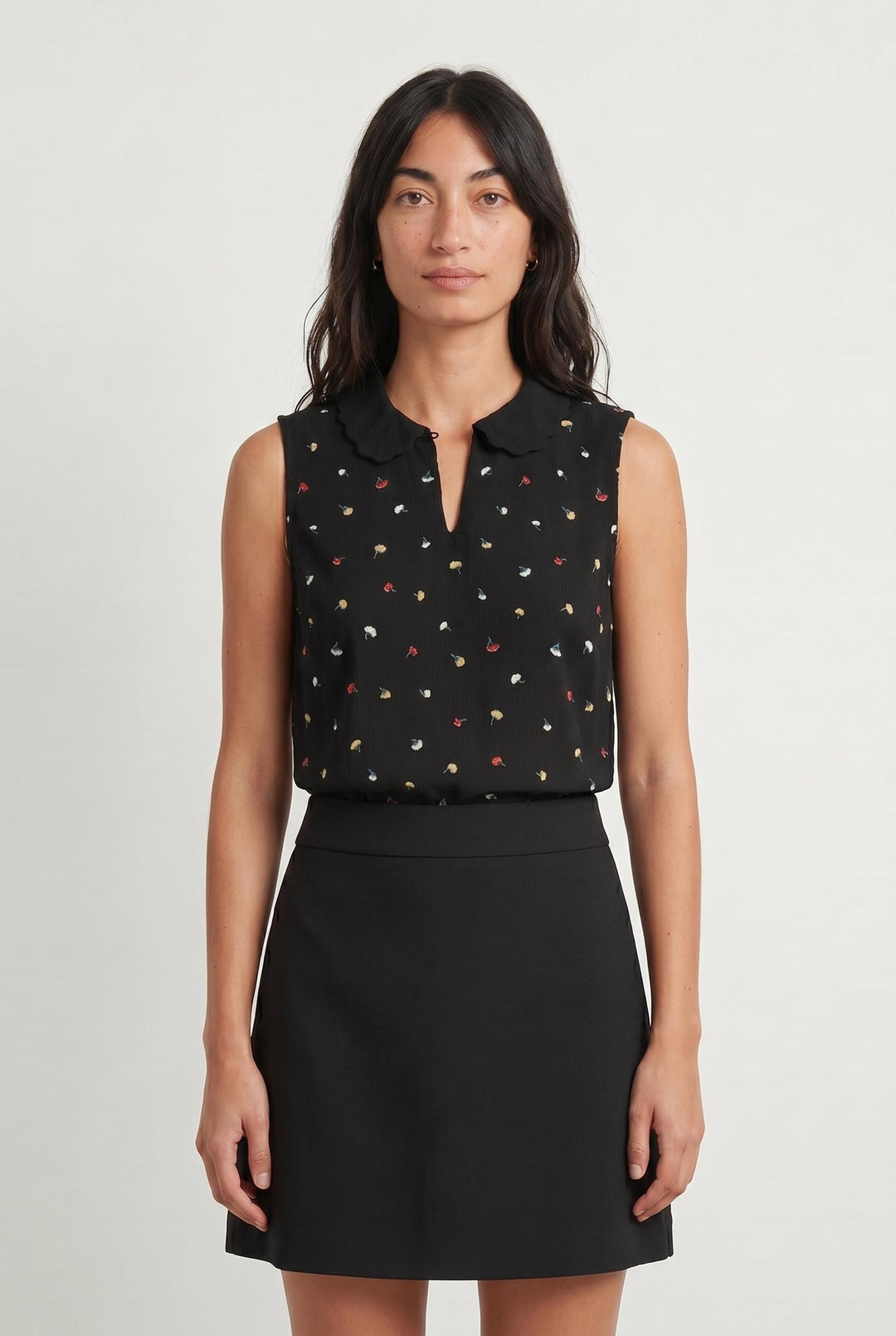 Top noir à motifs - Taille S/36 de la marque La Petite Etoile | PARAD44528 - Vendu par Paradigme - Image 1