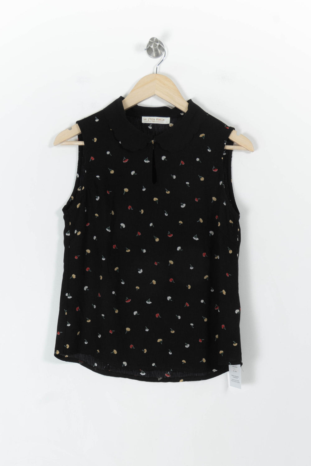 Top noir à motifs - Taille S/36 de la marque La Petite Etoile | PARAD44528 - Vendu par Paradigme - Image 2