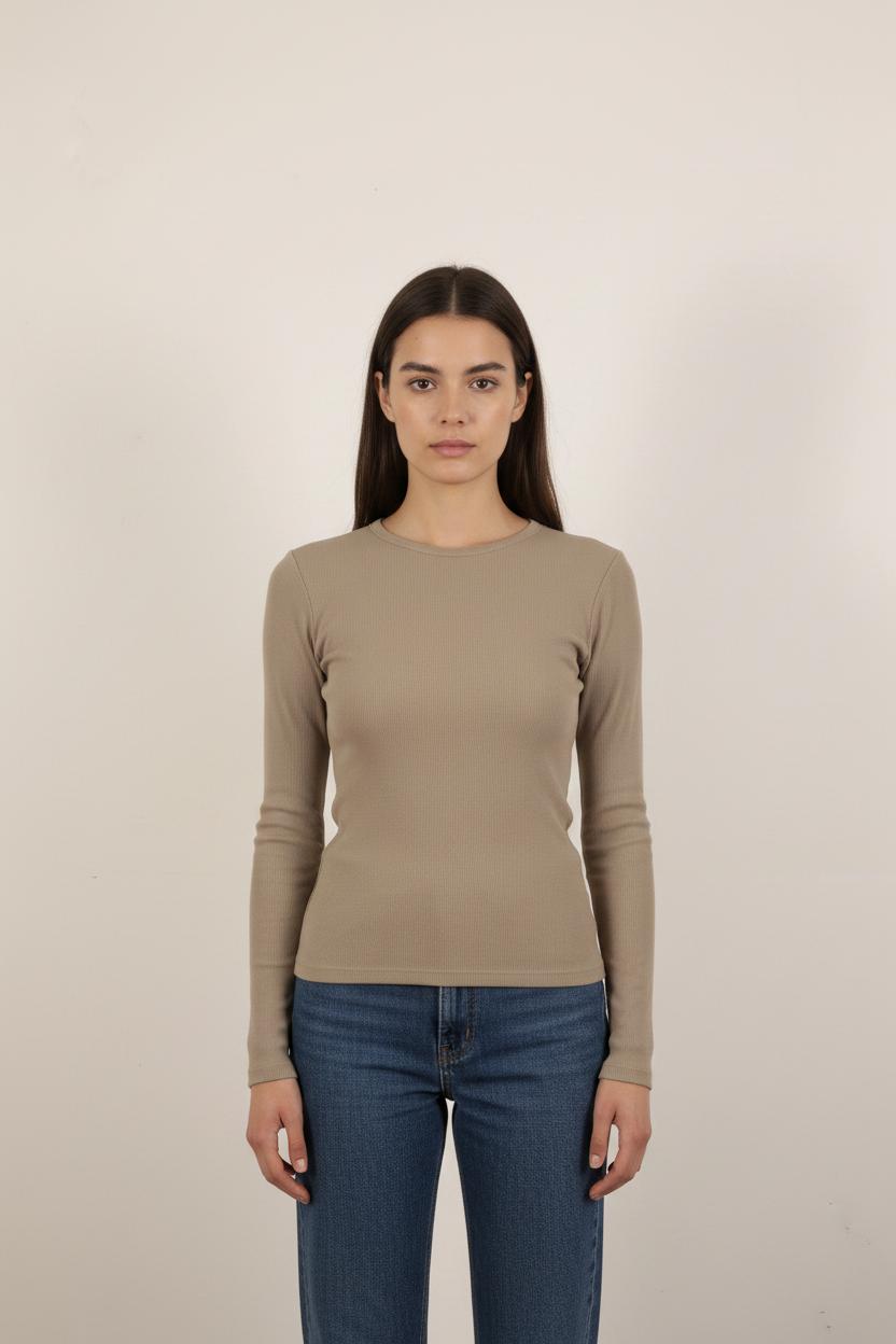 Tee-shirt Manches Longues Beige - Taille S/36