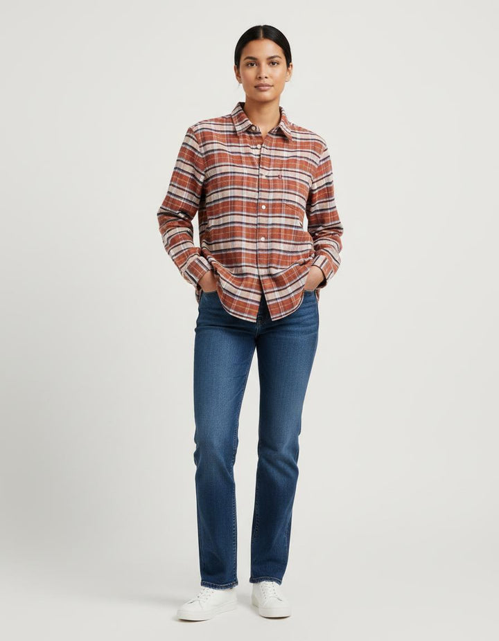 Chemise À Carreaux Orange et Blanc - Taille L/40