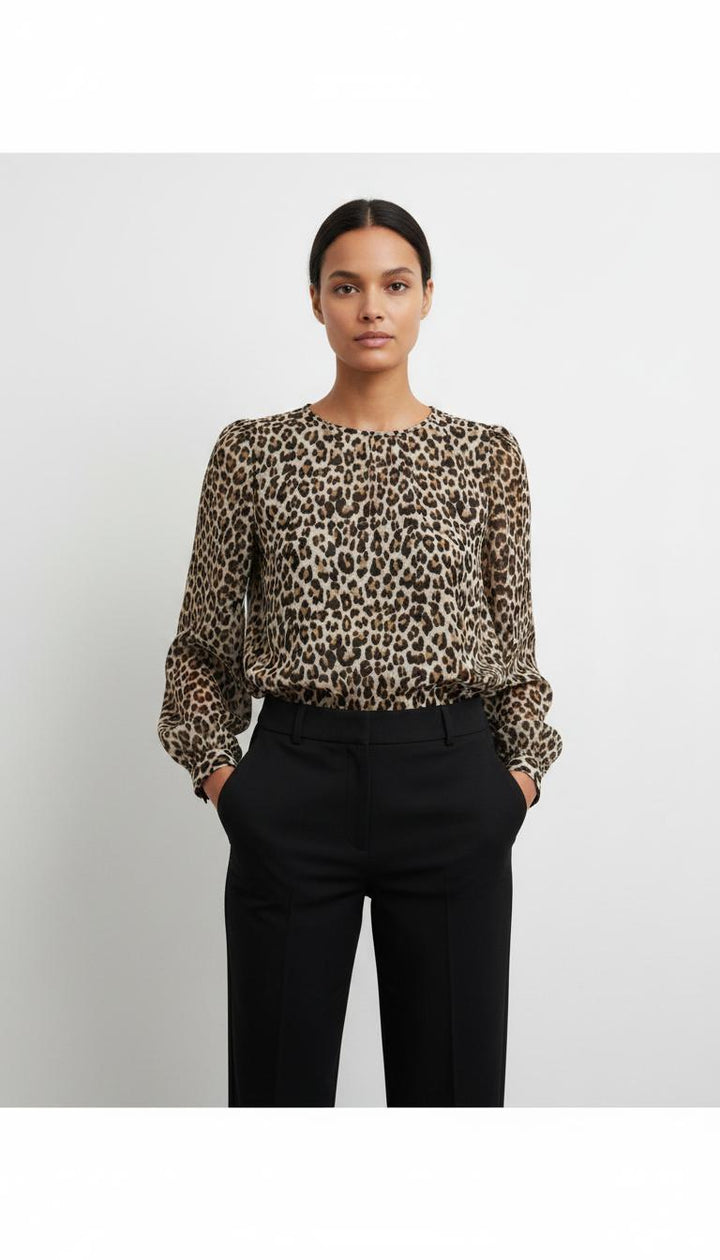 Blouse Léopard Beige et Noir - Taille M/38